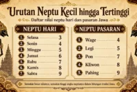Urutan Neptu Kecil hingga Tertinggi