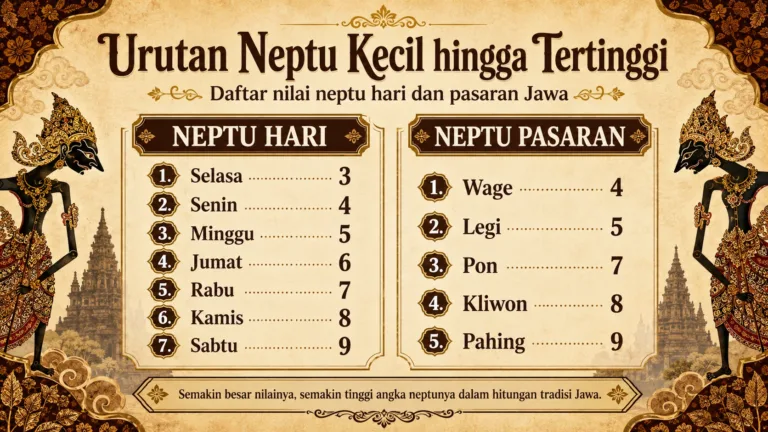 Urutan Neptu Kecil hingga Tertinggi