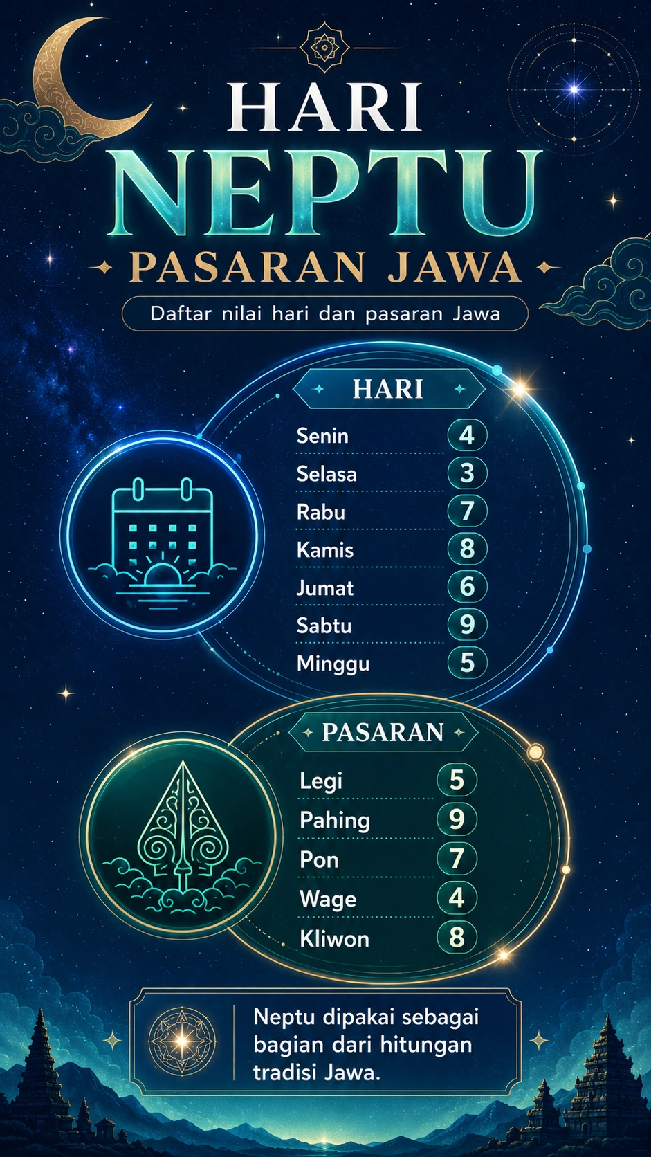 Cara Menghitung Jumlah Neptu Hari dan Pasaran Jawa